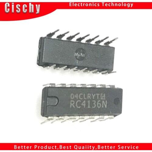 1pcs/lot RC4136N RC4136 XR4136 DIP-14 In Stock