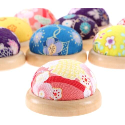 1pc Sewing Pin Cushion Wood Bottom Needle Base Pillow Holder Stitch Needlework DIY Sewing Organizer Decor Gift Japanese style