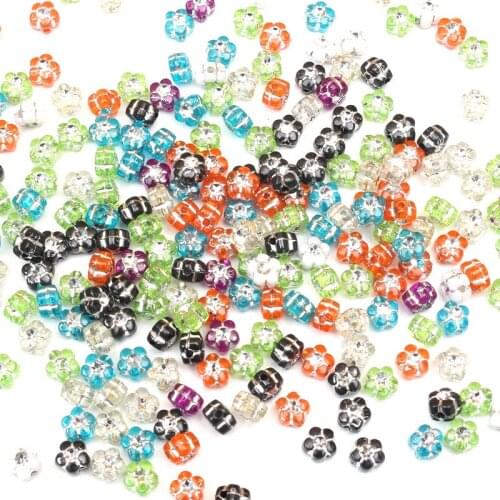 100Pcs Clear Flowers Rhine Acrylic Beads 7x7mm For Jewellery Marking Loose Spacer Beads Bracelet Necklace Charm Jewelry Finding