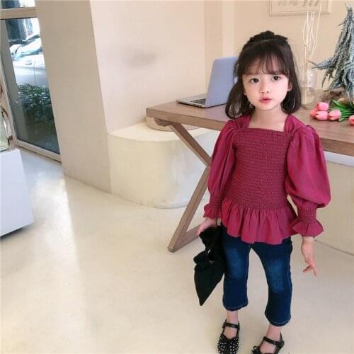 2021 Baby Girls kids Cutout Cotton soild full T-Shirts Cute Children kids Blouse Clothes