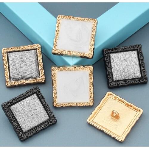 3Pcs 18-23mm High-end square metal buttons cashmere wool coat suit jacket windbreaker womens clothes buttons C132