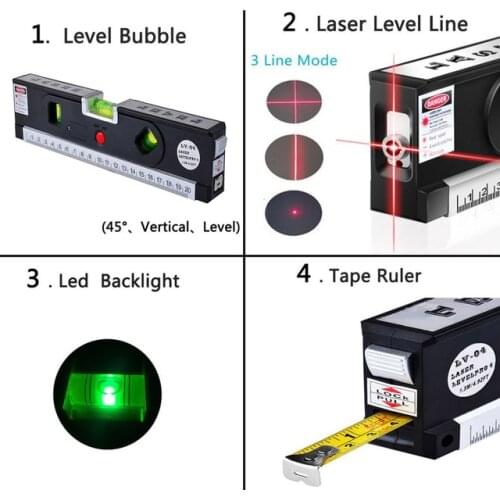 4 In 1 Blister Laser Levels Horizon Vertical Measuring Tape Aligner Laser Marking Lines Ruler Tool tripod for choose