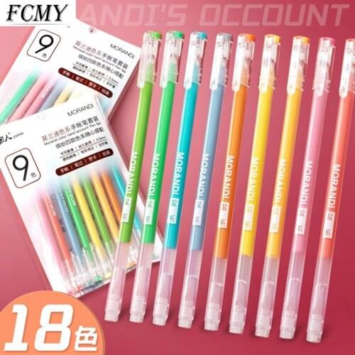 9pcs/set Kawaii Morandi Creative Drawing Tools Cute Gel Pen Sets School Office Stationery Japanese School Supplies
