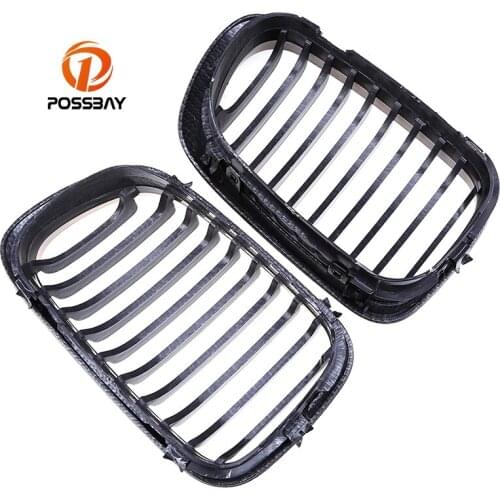 POSSBAY Car Accessories Imitation Carbon Black Front Kidney Sport Grille Grills for BMW 3-Series 323Ci/325Ci E46 Coupe 1999-2003