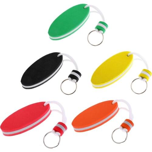 5Pcs Oval Shaped Foam Floating Boat Key Chain Ring Key Holder Boat Accessories Marine for 80 x 35mm 5Colors