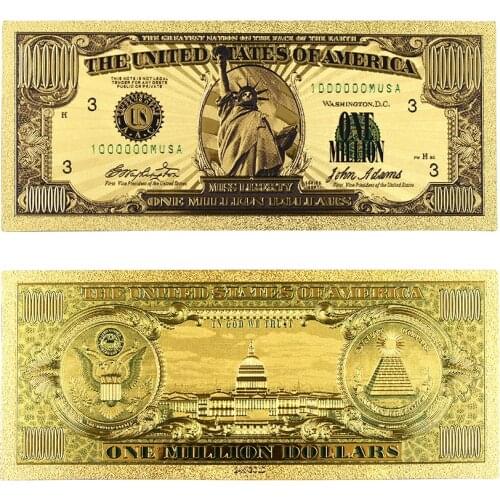 Paper Money US Gold Banknotes USA Gold Foil 1 Million Dollar Bill Note Gold Banknote Collection Home Decor