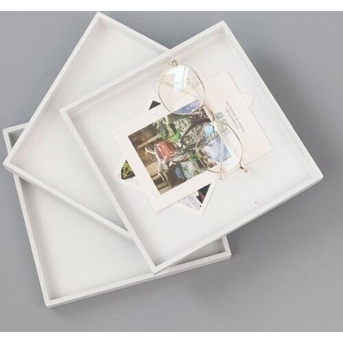 Wooden Cosmetics postcards jewelry storage boxes White wood storage tray Living room decoration tray makeup organizer box