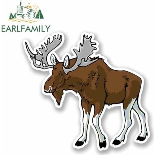 EARLFAMILY 13cm x 13cm for Cartoon Moose Car Stickers Sunscreen Vinyl JDM Waterproof Anime RV VAN Scratch-proof Accessories