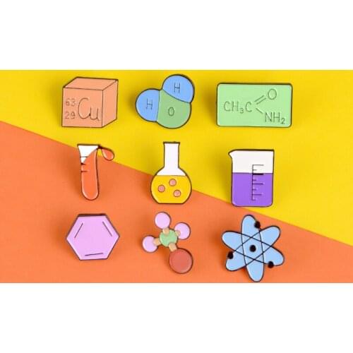 Chemical science enamel pin Element structure instrument brooches Shirt bag Lapel enamel pin badge jewelry Chemistry lovers gift
