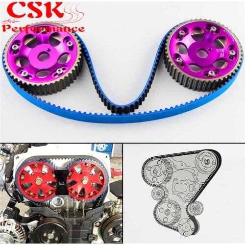 Racing Timing Belt + Cam Gear Pulley Kit Fits For Toyota 1JZ 1JZGTE 1JZ-GTE 88-92 Purple/Blue/Red