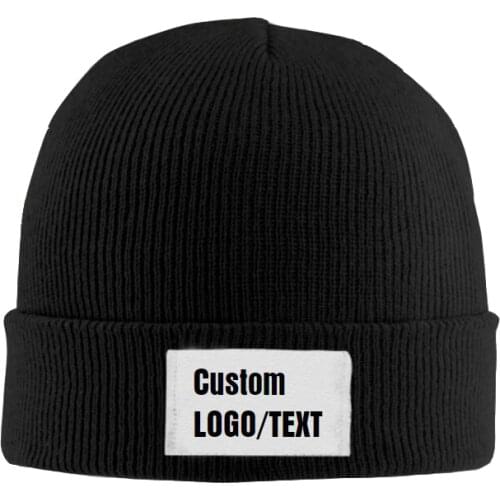 Custom Personalised Knitted Beanie Hat Diy Your Logo/Text/Photo Warm Winter Cap