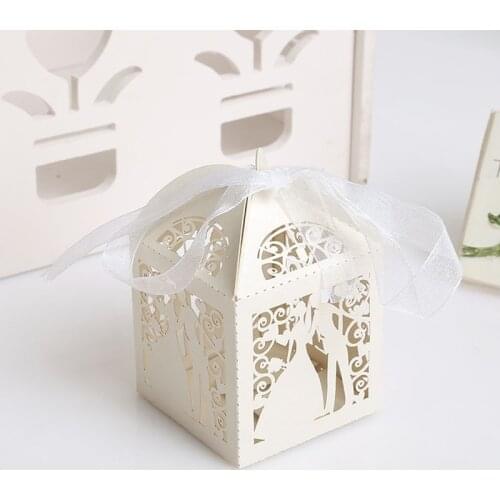 10pcs Bride Laser Cut Wedding Favors Box Candy Box Princess Gift Box for Wedding and Party Baby Shower Box Wedding Favors Decor