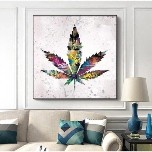 Colorful Graffiti Leaf Art Canvas Paintings Plant Posters and Prints Wall Art Pictures for Living Room Home Decoration Cuadros