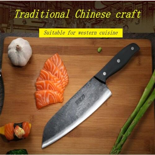 ZHOU JIA Kitchen Handmade Forged Cutter Knife Household Cooking Meat Vegetable Slicing Knife Eviscerate Bone Meat Butcher Knives