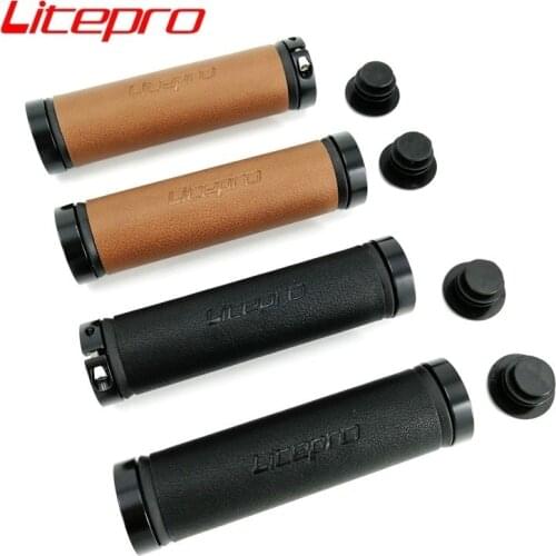 Litepro MTB Mountain Folding Bike Retro Leather Grip Double Lock Comfortable Non-slip Grips Black Brown