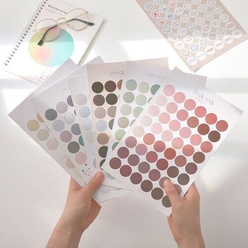 2pcs/set Morandi Round Sticker Multifunctional Basic Mark Stickers DIY Diary Decor Journal Sticker School Supplies