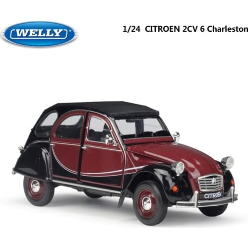 WELLY Model Car Diecast 1:24 Scale CITROEN 2CV 6 Charleston Classic Alloy Car Toy Vehicle Metal Toy Car For Kids Gift Collection
