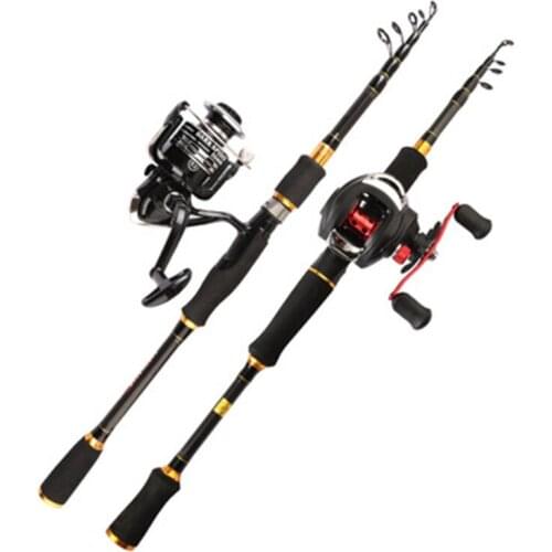 Travel Fishing Rod And Fishing Reel Set 1.6m 1.8m 2.1m 2.4m 2.7m Telescopic Baitcasting Lure Rod Powerful Spinning Fishing Pole