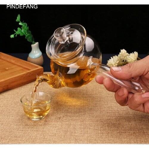400ml / 13.5 ounce High Borosilicate Glass Heatable Mini Blooming Tea Teapot Glass Teakettles Stovetop Safe With Filter
