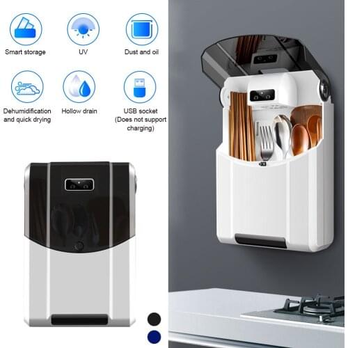 Chopstick Draining Mildew Proof Air-Drying Wall-Mounted Tableware Storage Box Kitchen Rack For Knives Forks Spoons Chopsticks