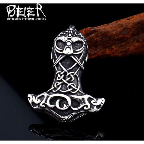 BEIER wholesale kolye stainless steel eagle Head pendant Necklace for man dropshipping Fashion Animal Viking jewelry LHP090