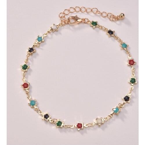 TAUAM Fashion Boho Beads Choker Necklaces Womens Bohemian Neck Chain Candy Color Alloy Star Pendant Necklace Jewelry For Girls