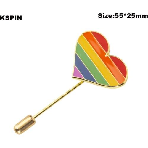 Rainbow Heart Shape Pin Brooch Lapel Pin Badge Pins