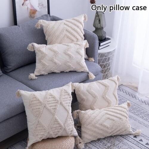 Boho Decor Chair Cushion Sofa Seat Cushion Pillowcase Home Minimalist Pillow Tufted Tassel Morocco Gray Home Decoration