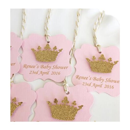 Custom Pink and Gold baby shower Gift Tags welcome thank you guest Labels baptism Christening birthday booking Cards