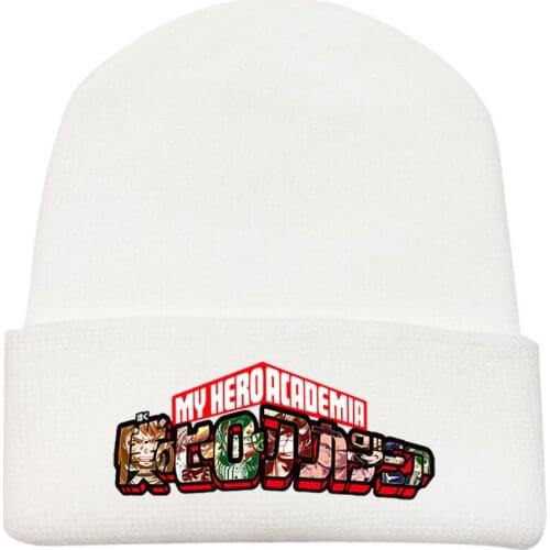 Cotton Knitted Hat My Hero Academia Anime Cosplay MHA Character Print Casual Streetwear Black White Warm Caps 2021 New Arrival