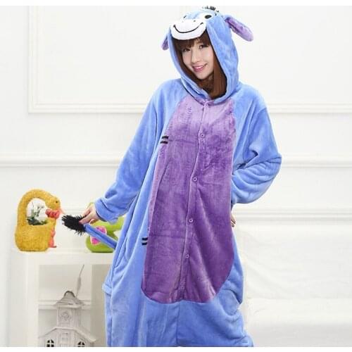 Christmas Adult Donkey Kigurumis Cosplay Hooded One Piece Pajamas Onesis Costume Flannel Clothing XL