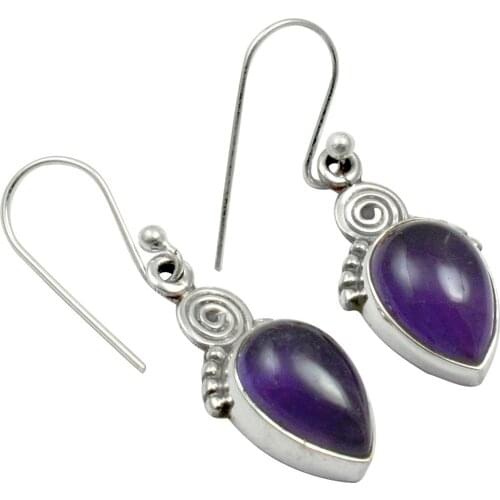 Lovegem Genuine Amethyst EARRINGS 925 Sterling Silver, 32mm, AE2010