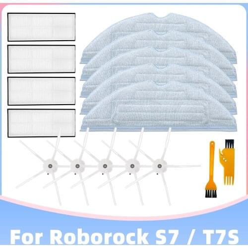Replacement for Xiaomi Roborock S7 / T7S Plus Mop Rag Hepa Filter Side Brush Vacuum Cleaner Spare Parts Compatible Accessories