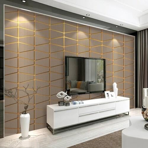 Modern Suede Geometry Lattice Wallpaper For Walls Roll Papel De Parede 3D Non-woven Living Room Bedroom TV Background Wall Paper