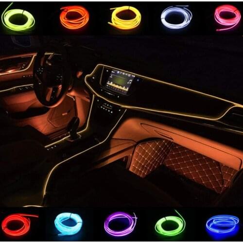 Car Atmosphere Light Cold Line Lamp 1/2/3/5M Flexible Interior Accessories Auto LED Ambient Light Strips Decoration With USB