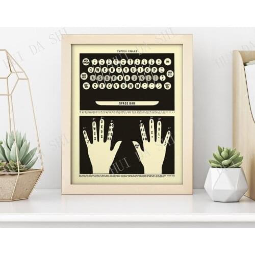Typing Chart • Typewriter Print / Wall Art • Vintage Typewriter Chart • How to Type • Black & White Art