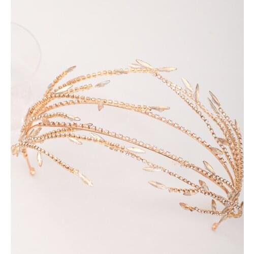 Silver Color Gold Crystal Rhinestone Hairbands Wedding Hair Accessories For Women Bride Tiaras And Crown Headpiece Hair Jewelry