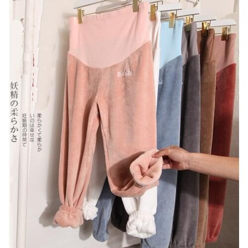 Winter Velvet Maternity Leggings Pants For Pregnant Women Warm Maternity Cloth Thickening Pregnancy Soild Colors Women Trousers