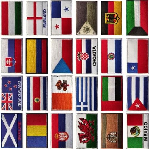 Flag Badge Embroidery Velcro Epaulettes with Flags of UK New Zealand Spain Germany US Cloth Sticker Outdoor Bag Hat Patches