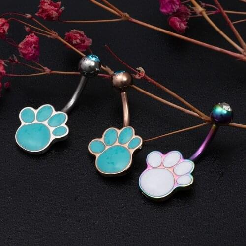 1PC Sexy Women Silver Color Navel Piercing Belly Button Body Jewelry Crystal Zircon Rhinestones Cat Round Body Ring Jewelry 14G