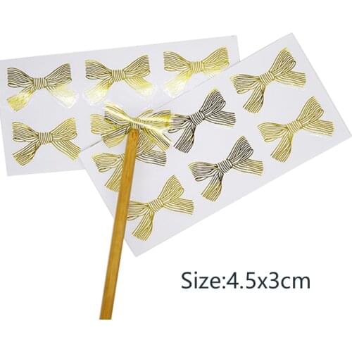 30-60pcs Golden Bowknot DIY decorative sticker adhesive decoration sealing tag baking package cake decorations stickers
