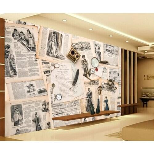 The custom 3D murals,European style retro newspaper papel de parede,living room sofa TV wall bedroom wall paper