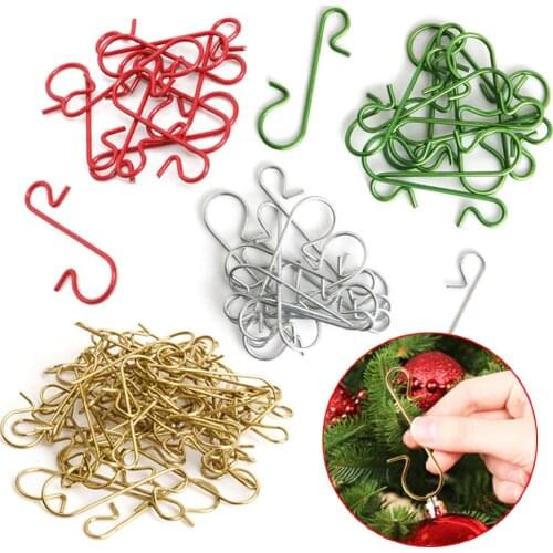 50pcs Christmas Ornament S-Shaped Hooks Metal DIY Xmas Tree Decorations Pendant Hangers Festival New Year Party Supplies