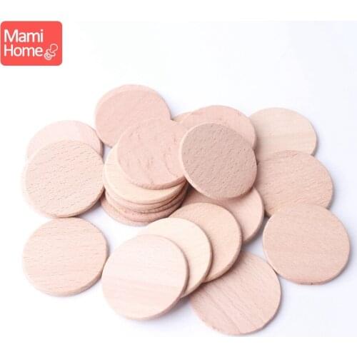 Mamihome 60PC 36mm Food Grade Wood Discs Coins Circles Round Flat Unfinished Beech Smooth-Spelling Games Wooden Baby Teether