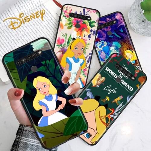 Alice in Wonderland cute for LG G8 G8S G8X V30 V35 V40 V50 V60 ThinQ Q60 K40 K50 K30 K41 K51 K61 K71 K22 Black Phone Case