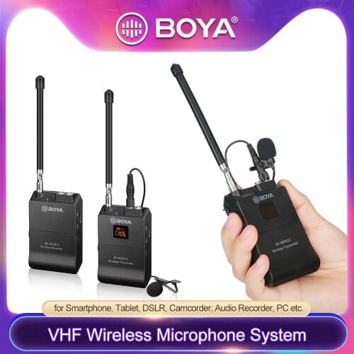 BOYA BY-WFM12 VHF Wireless Microphone System for iOS Android Smartphones, Video DSLRs, Camcorders, Audio recorders, Broadcasters