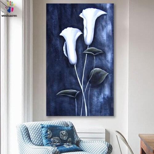DIY colorings pictures by numbers with colors Vintage white tulip flower picture drawing painting by numbers framed Home