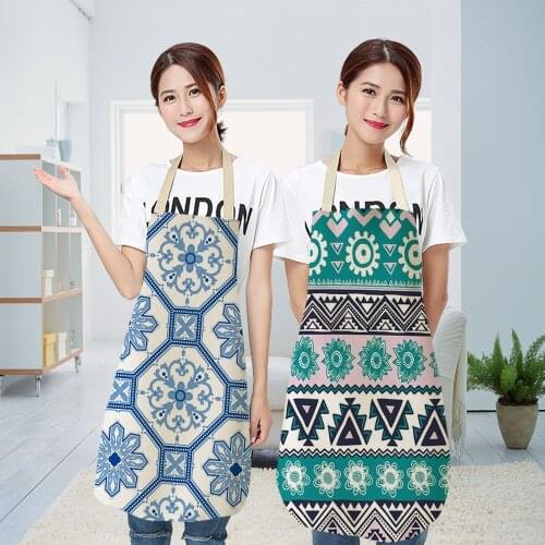 Geometric flower pattern apron for men baking accessories kitchen apron aprons for women master apron Household cleaning Apron