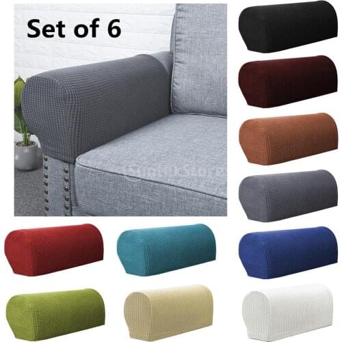 Checked Flannel 6Pcs Sofa Armrest Cover Protector Dustproof Armchair Sofa Covers Recliner Couch Slipcovers Home Textile Flannel