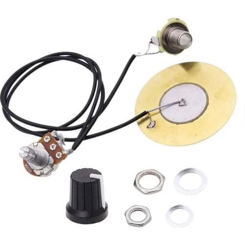 Guitar Pickup Wiring Kit Piezo 50mm Sensitive Transducer Metal for Ukulele Prewired Amplifier 6.35MM Output Jack Tuner
